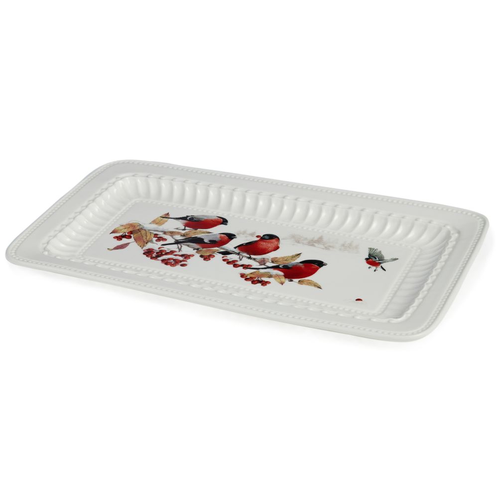 БЛЮДО LEFARD "ЛЕСНАЯ СКАЗКА" 30 СМ ПРЯМОУГ. СНЕГИРИ (КОР=16ШТ.)