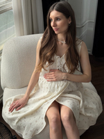 Платье на роды Благословение, Айвори с цветами