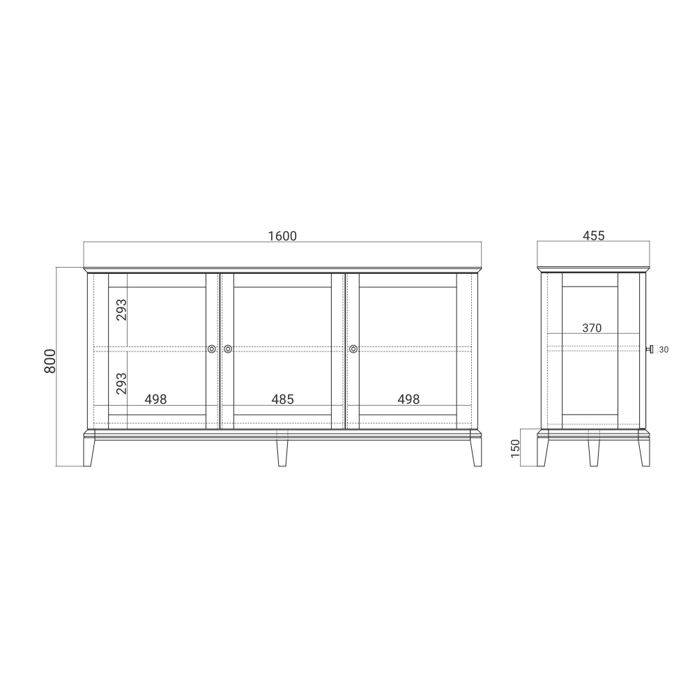 Низкая витрина CR158 Дуб венге, бетон RAL7037