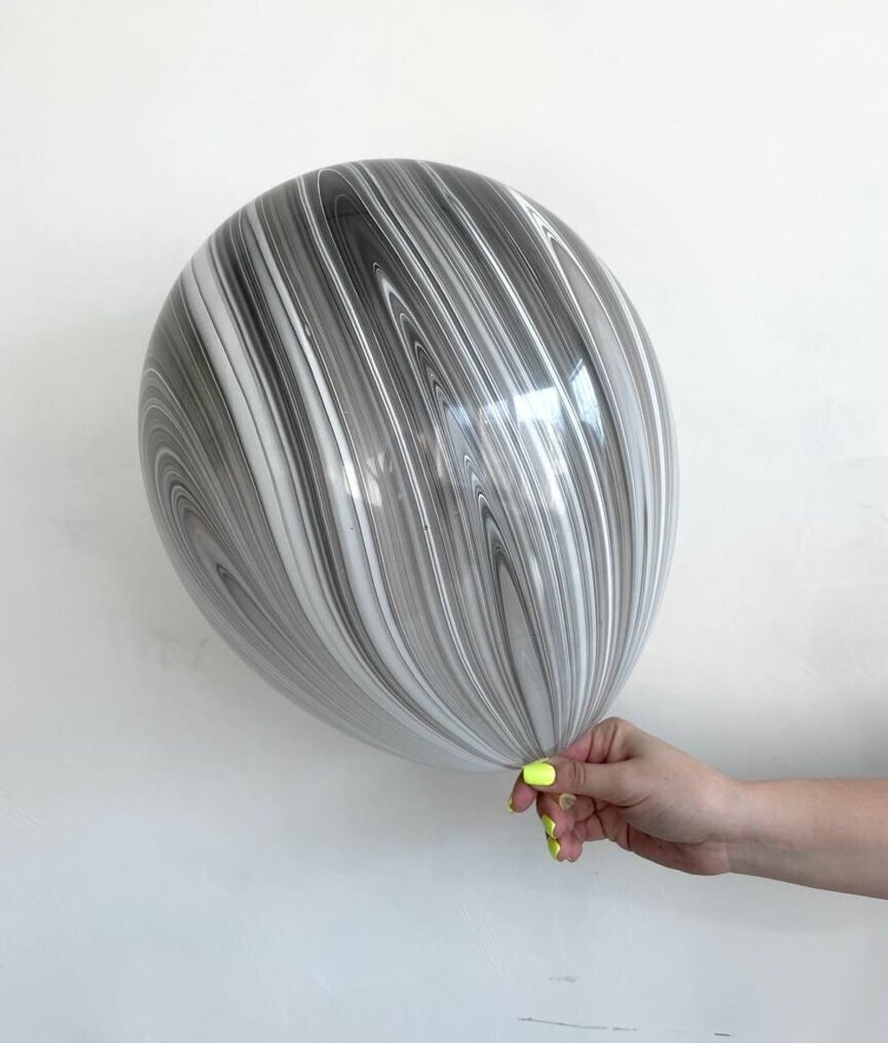 Q Шар 11" / 24 см, супер агат черно белый Black White (БГ-16)  Изображение4