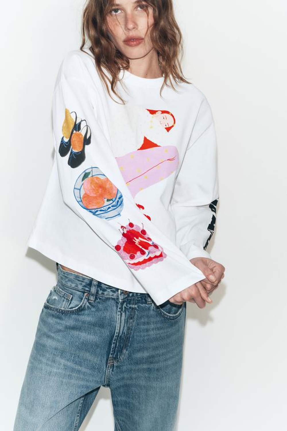 ZARA ФУТБОЛКА KADNA ANDA, БЕЛЫЙ