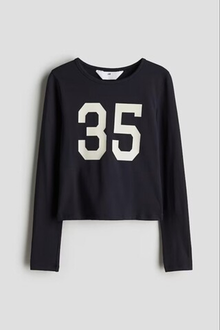 H&M Трикотажный топ с надписью, синий