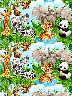 Простынь на резинке Сказка "В мире животных" 90х200 см, бязь