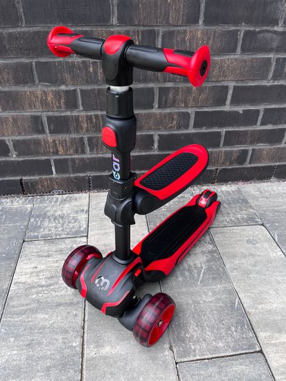 Самокат-беговел со светящимися колёсами 3 в 1 Scooter Micar Moby Black-Red