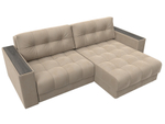 Диван угловой с декором Лига-049 НПБ, SEVEN 729 ВЕЛЮР бежевый