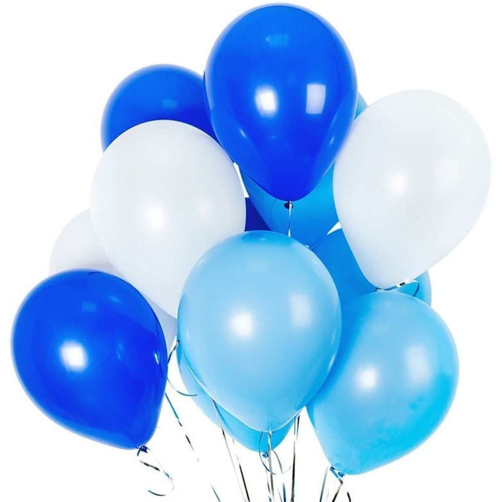 Белые, голубые и синие шарики с гелием под потолок