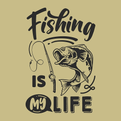 print PewPewCat рыбака Fishing is my life черный для оливковой футболки