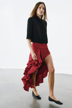 ZARA ЮБКА МИДИ С ВОЛАНАМИ — ZW COLLECTION, КРАСНЫЙ