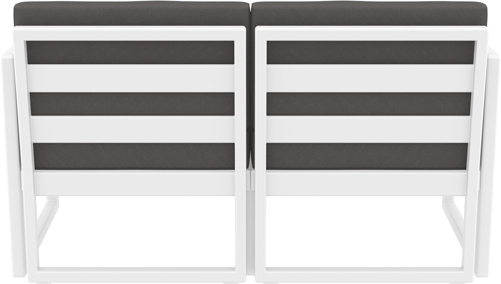 Диван пластиковый двухместный с подушками Siesta Contract Mykonos, белый, темно-серый