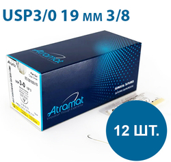 Нить рассасывающаяся КЕТГУТ Atramat 75см, игла обратно-режущая