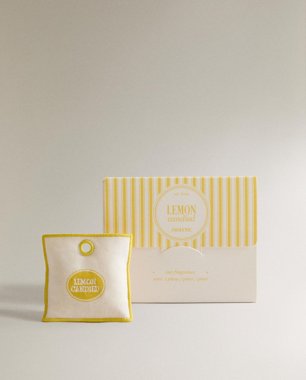 Zara Home Ароматизатор для автомобиля Lemon Candied 22 мл, аромат свежий цитрусовый, Горчичный