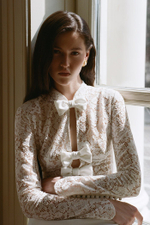 Платье макси из кружева и крепа