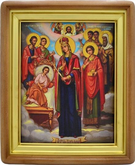 Целительница. Рукописная икона Божией Матери на холсте.
