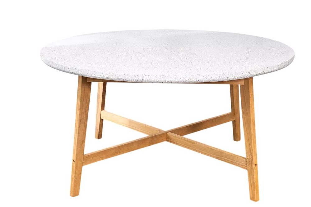 Стол обеденный из тика Joygarden ТАЛАРА круглый 150 см, бело-серый