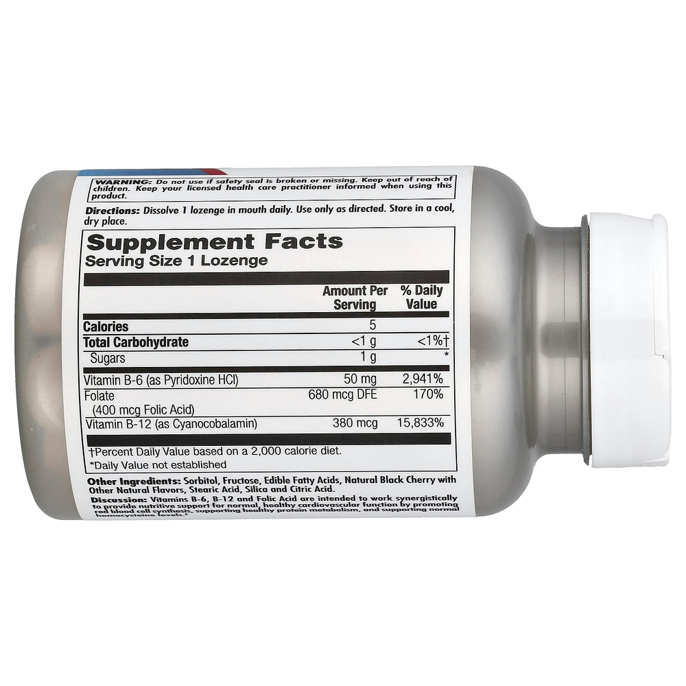 KAL, B6, B12, фолиевая кислота, со вкусом черешни, 60 пастилок