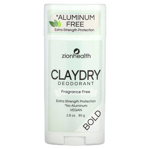 Zion Health, Bold, дезодорант ClayDry, без отдушки, 80 г (2,8 унции)