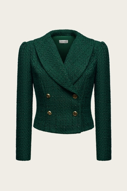 Зеленый укороченный твидовый жакет "Эдит"