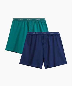 Трусы (2 шт) мужские семейные Atlantic 2RMX-001, хлопок, бирюзово-зеленый + темно-голубой