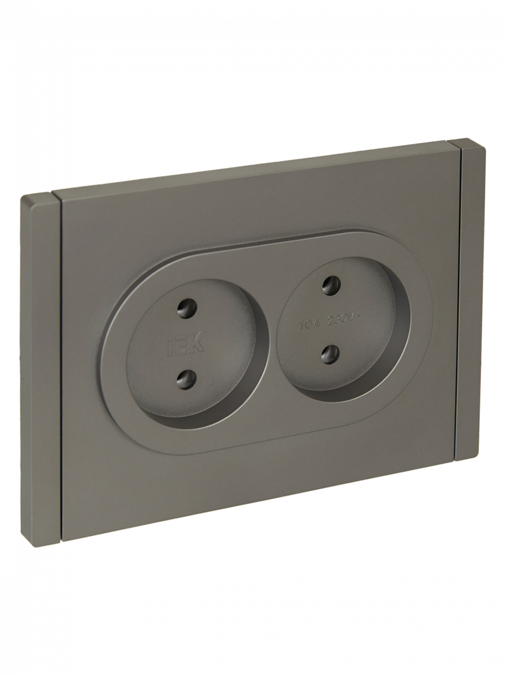 FORTE&PIANO Розетка 2-местная без заземления с защитными шторками безвинтовое крепление 10А FP525 сталь IEK