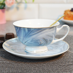 Чайная пара 220мл с ложкой "Поэзия" синяя