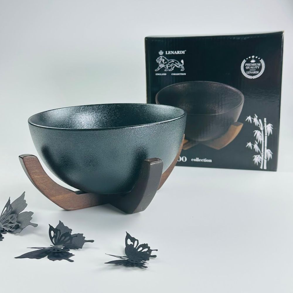 Lenardi 235-050 Салатник 23,5см на подставке BLACKWOOD в под.уп.(х6)Фарфор