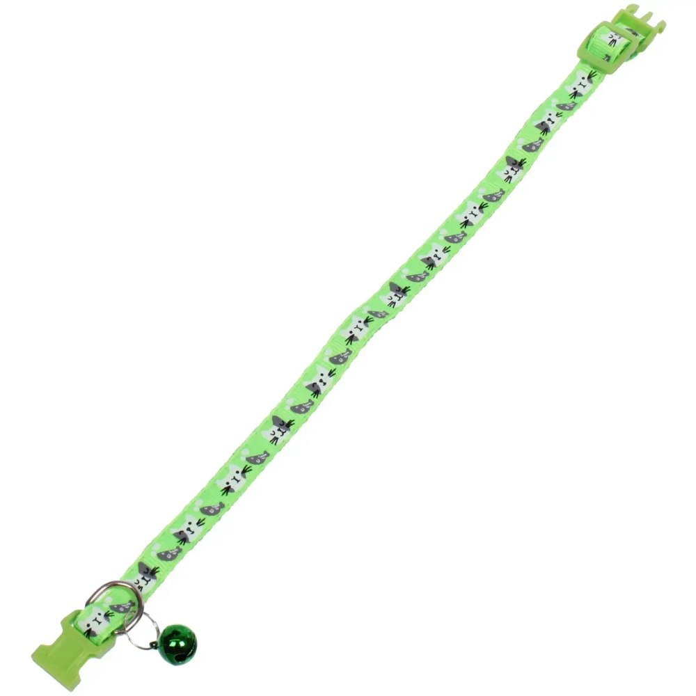 Ошейник с колокольчиком 1*19-32см «Zoo City-Котик» микс цветов (минивложение 12шт)