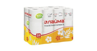 Бумага туал. спайка 24 шт, 2х слойная Лайма 128719