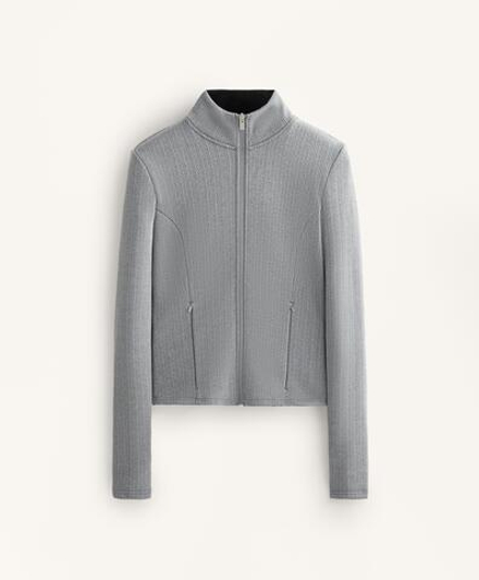 Oysho Теплая длинная техническая куртка, серый меланж