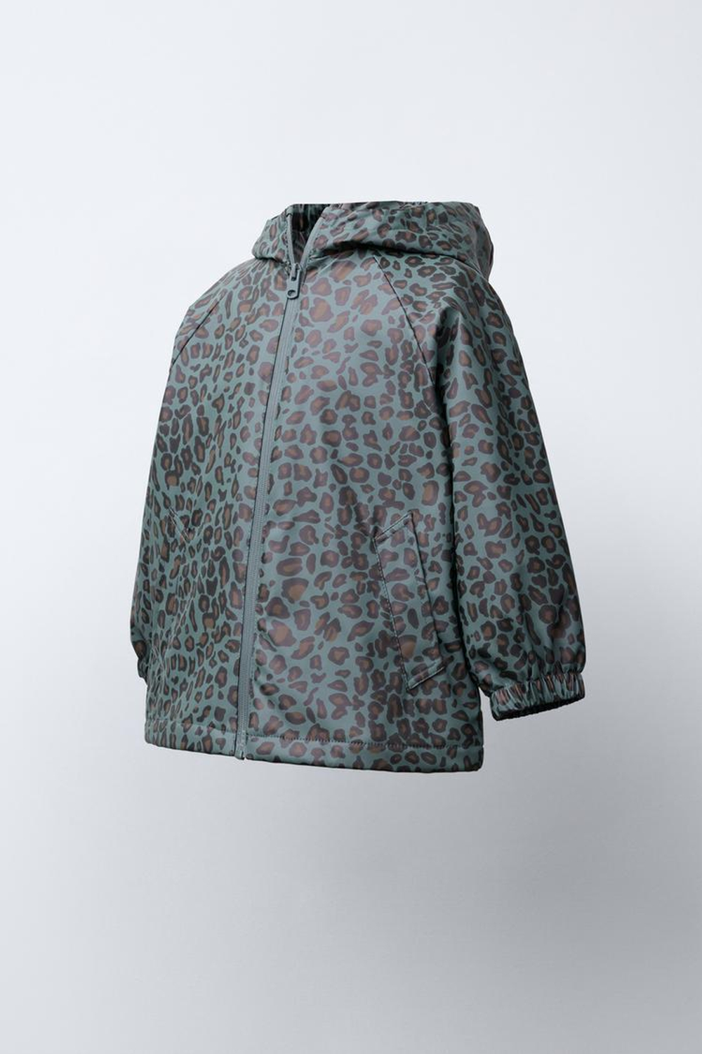 ZARA ПРОРЕЗИНЕННЫЙ ДОЖДЕВИК С ПРИНТОМ WATER RESISTANT, НЕФТЯНОЙ