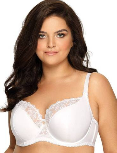 Бюстгальтер Freesia с сшивными чашками plus size и кружевом (Размер: 100F) (Цвет: белый)