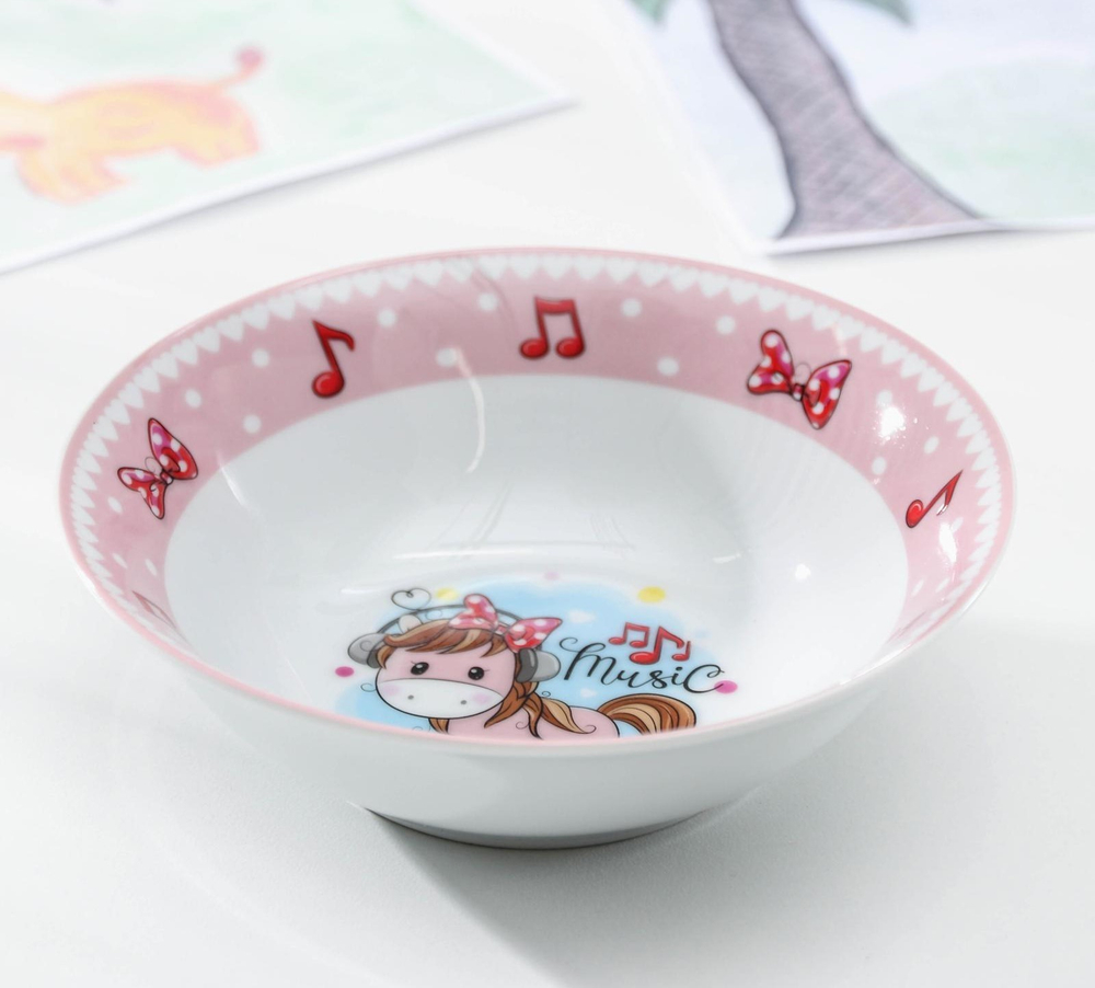 4311505 Набор детской посуды «Маленькая лошадка», 3 предмета: кружка 250 мл, миска 400 мл, таре