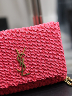 Saint Laurent Kate Medium Supple Chain Bag in Raffia 28 cm