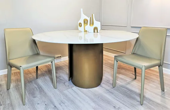 Стол Oscar, Ø150 см, белый керамогранит