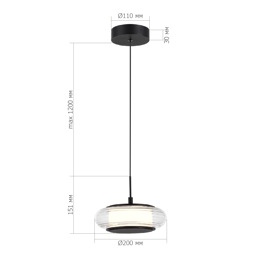 Светильник светодиодный, черный, прозрачный, FRITTELA, LED, 7