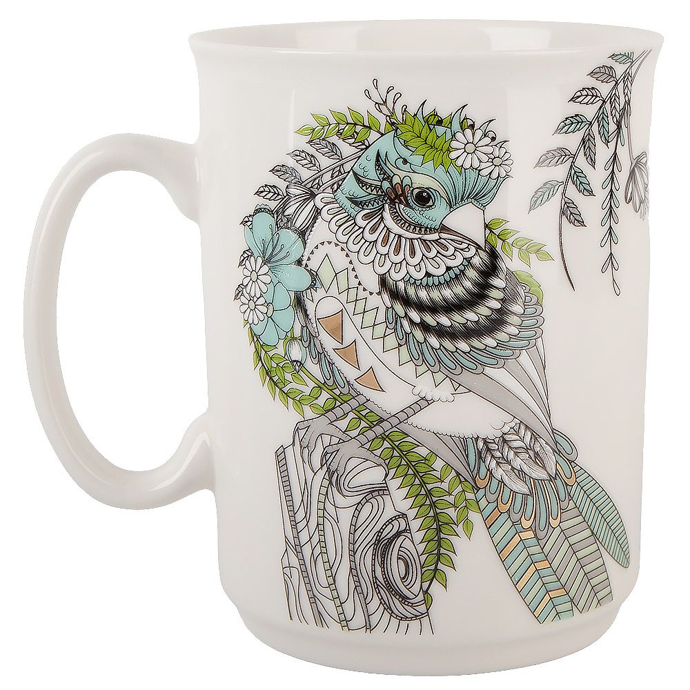 Кружка "Райская птица" v=430мл (фарфор) (подарочная упаковка)