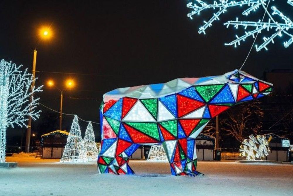Полигональный светодиодный "Медведь"