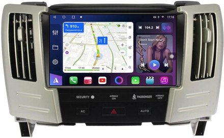 Магнитола для Toyota Harrier XU30 2003-2013, Lexus RX 2003-2009 (ШГУ цветной, рамка наверх) - FarCar XXL9-9660 монитор 9.5" 2K QLED на Android 14, TS20, 8+256Гб, CarPlay, 4G SIM-слот