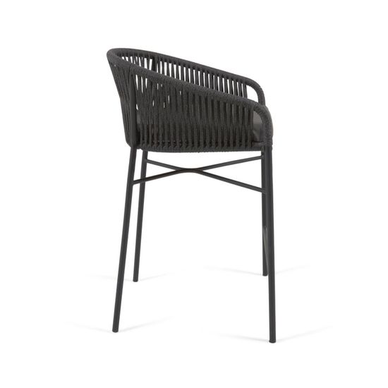 Веревочный полубарный стул Yanet черного цвета 65 см