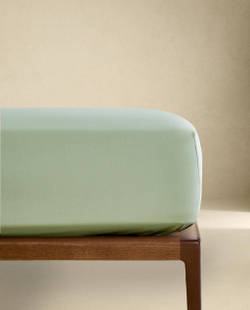Zara Home - Простыня с ситцевой резинкой, высота 30 см (вес 200 нитей), зеленый, 90х200х30 см