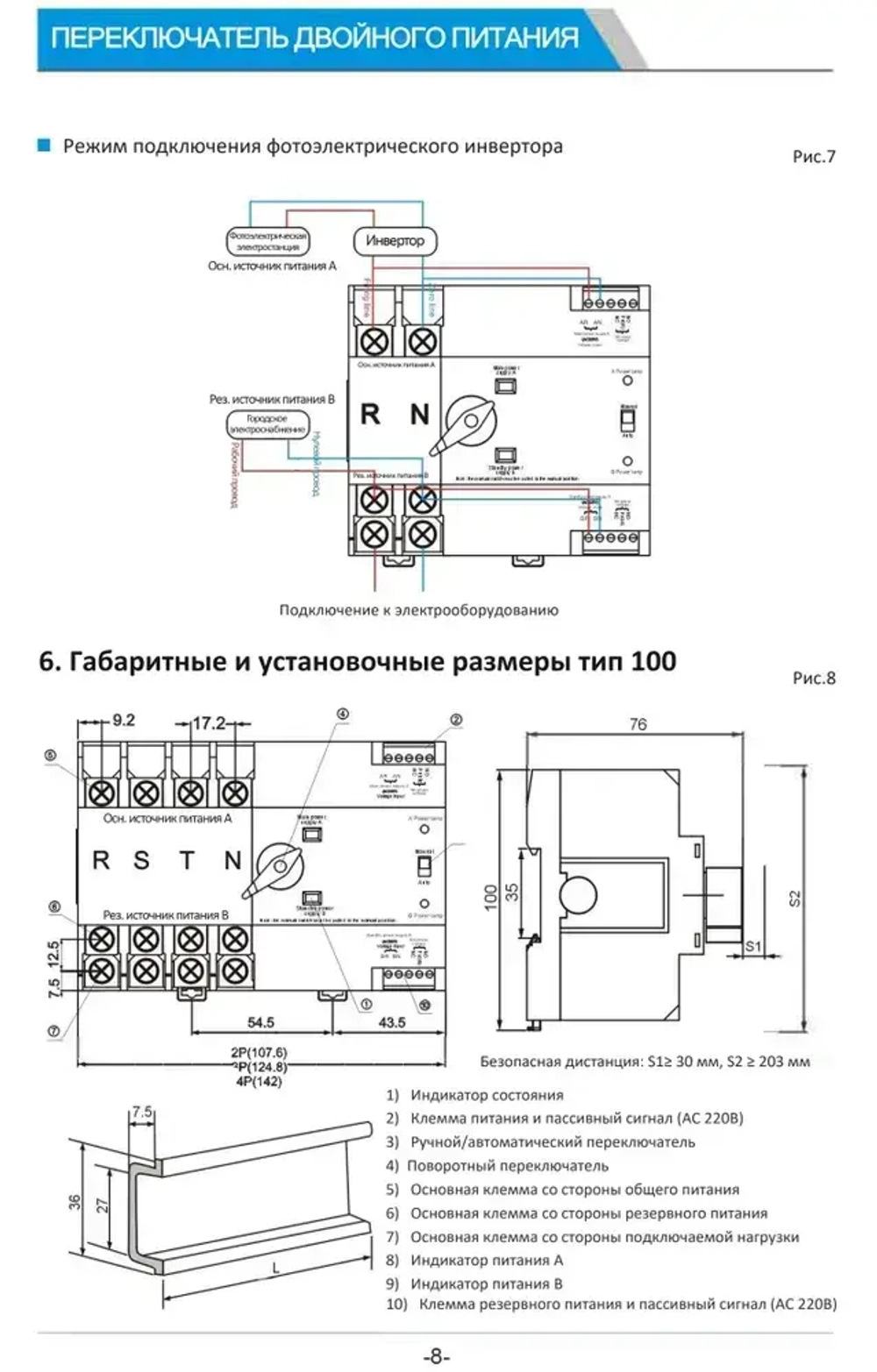 Устройство автоматического ввода резерва 63А однофазное / АВР 63A 220В