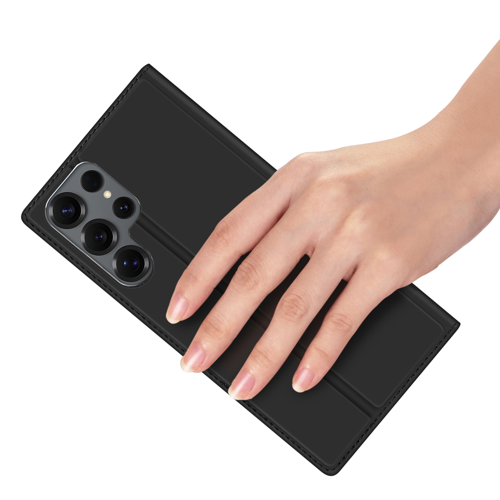 Чехол книжка из PU кожи черного цвета от Dux Ducis для смартфона Samsung Galaxy S25 Ultra, серия Skin Pro Series Case
