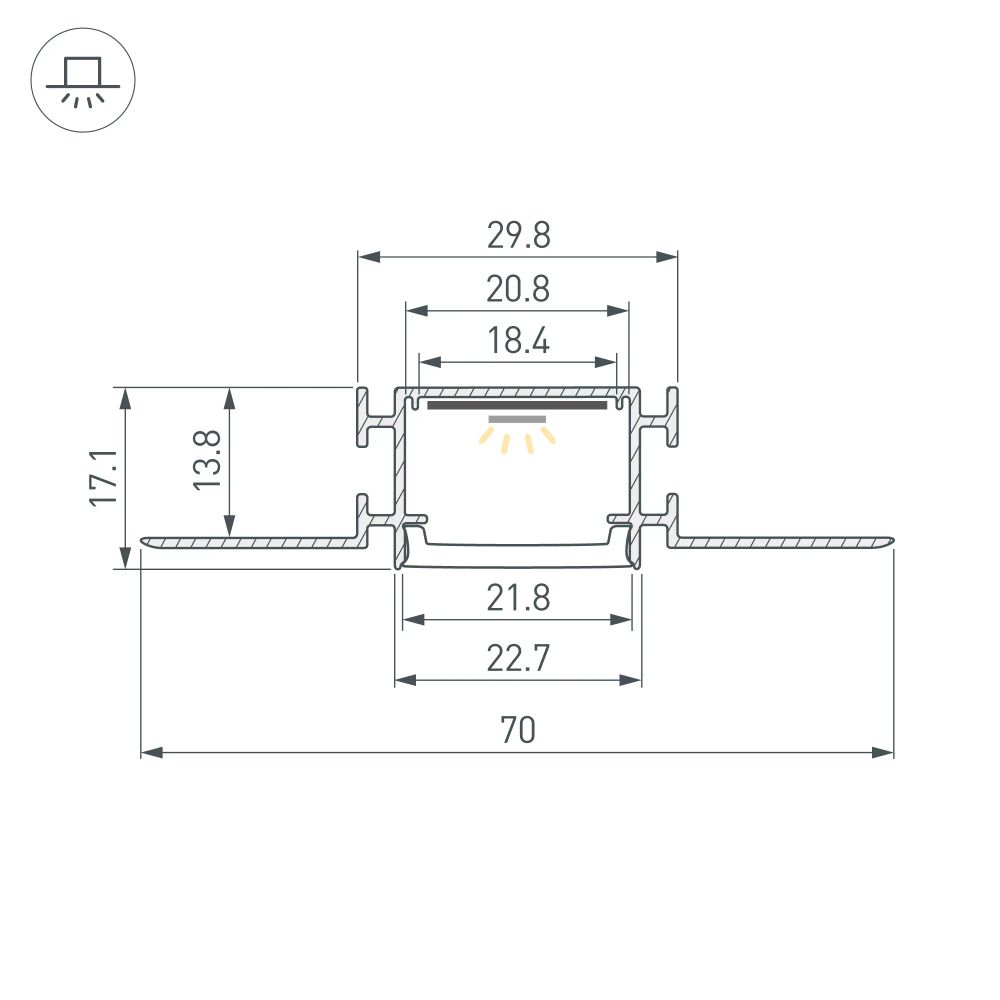 Профиль FANTOM-BENT-W23-SIDE-2000 ANOD (Arlight, Алюминий) 040331(1)