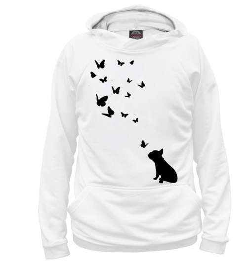 Толстовка "Французский бульдог и бабочки"