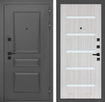 Дверь Входная Металлическая Лабиринт ОРЛЕАН 01 Сандал белый, стекла белые