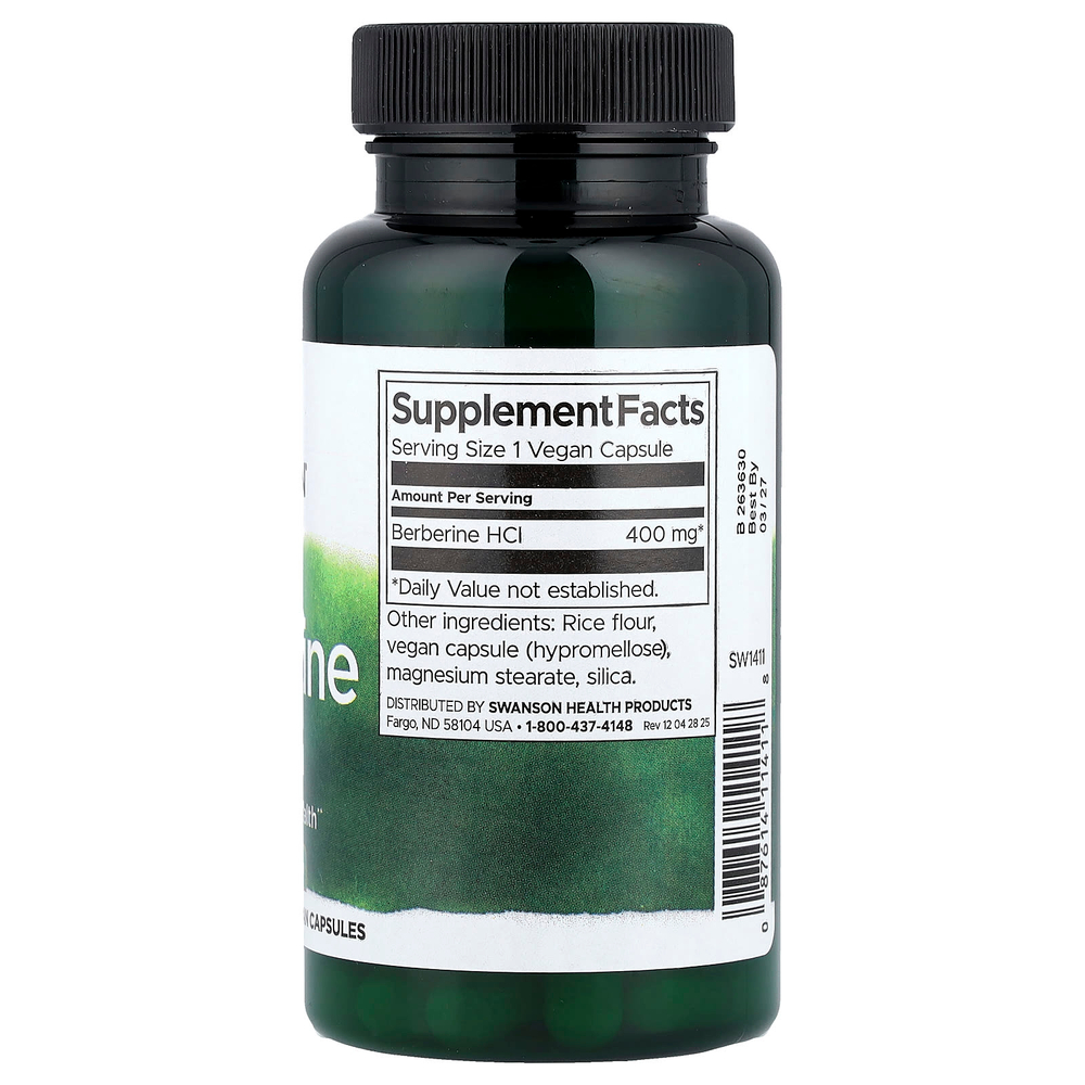 Swanson, берберин, 400 мг, 60 веганских капсул