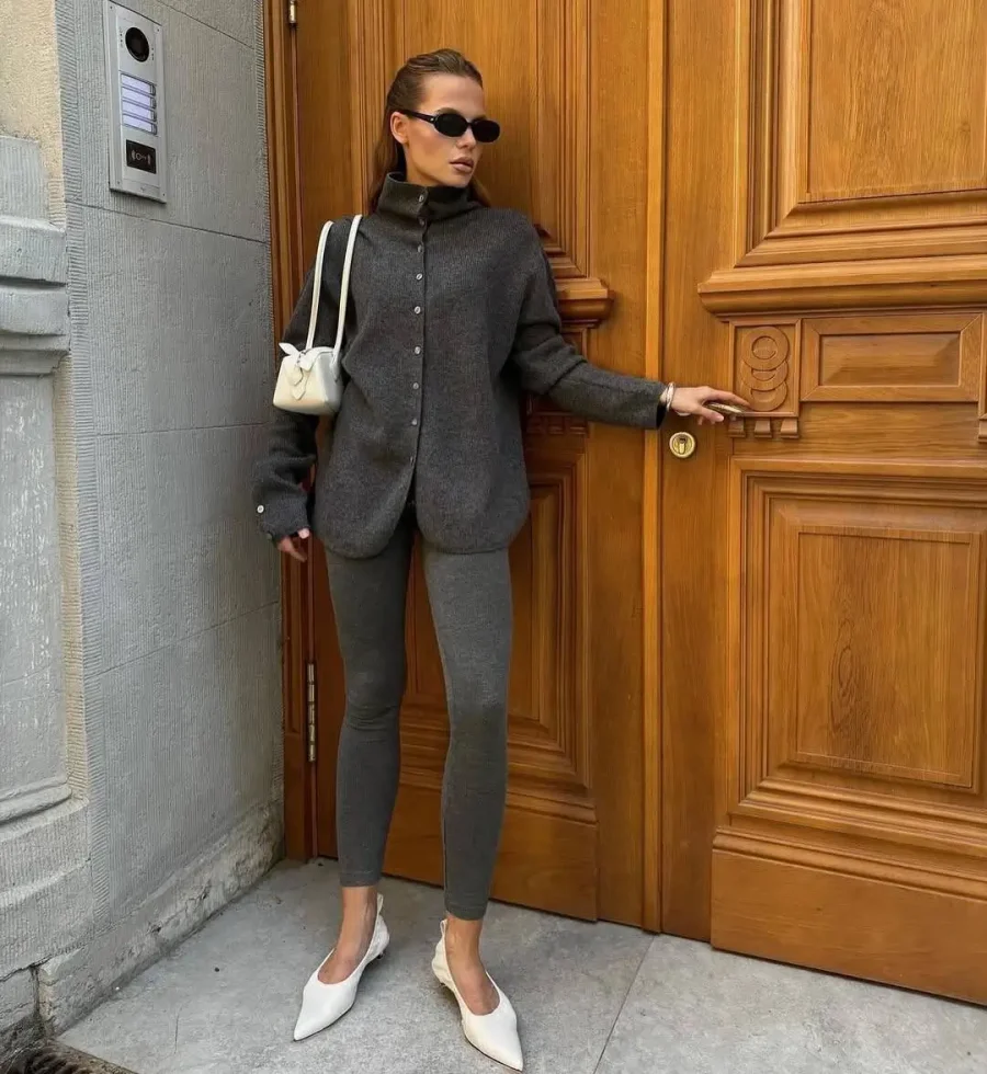 Кашемировый кардиган “Wave” с ассиметричным краем, Серый