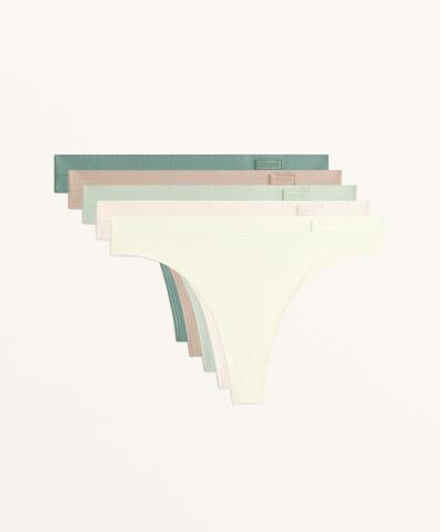 OYSHO Набор из 5 бесшовных трусов-стрингов, светлый хаки