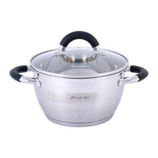 Набор кастрюль 4 предмета из нержавеющей стали Kamille KM-5753 (1,8 л; 2,5 л) с силиконовыми вставками на ручках