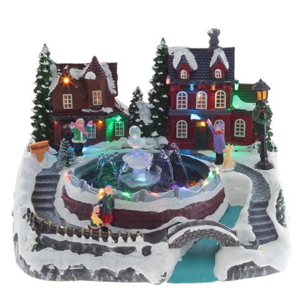 GAEM Фигурка декоративная "Рождество" (4 мелодии, подсвет, движ, фонтан 3xAA н/п, +USB), L26,5 W23 H19 см