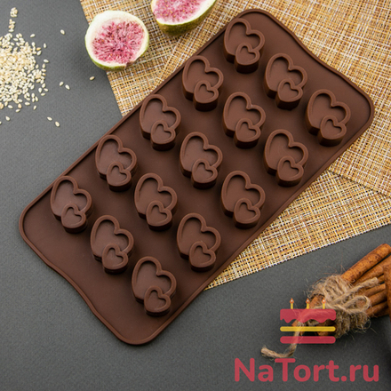 Форма силиконовая «Два сердца» 15 ячеек